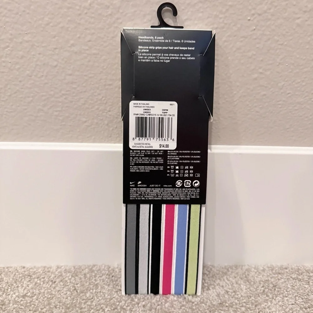 NWT Nike 6-pack colored headbands